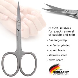 3 Swords Germany - Brand Quality Stainless Steel INOX Curved Cuticle Scissors with case, Manicure Pedicure Grooming - Professional Nail Care by 3 Swords, Made in Germany