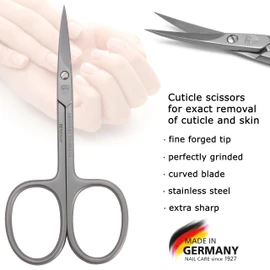 3 Swords Germany - Brand Quality Stainless Steel INOX Curved Cuticle Scissors with case, Manicure Pedicure Grooming - Professional Nail Care by 3 Swords, Made in Germany