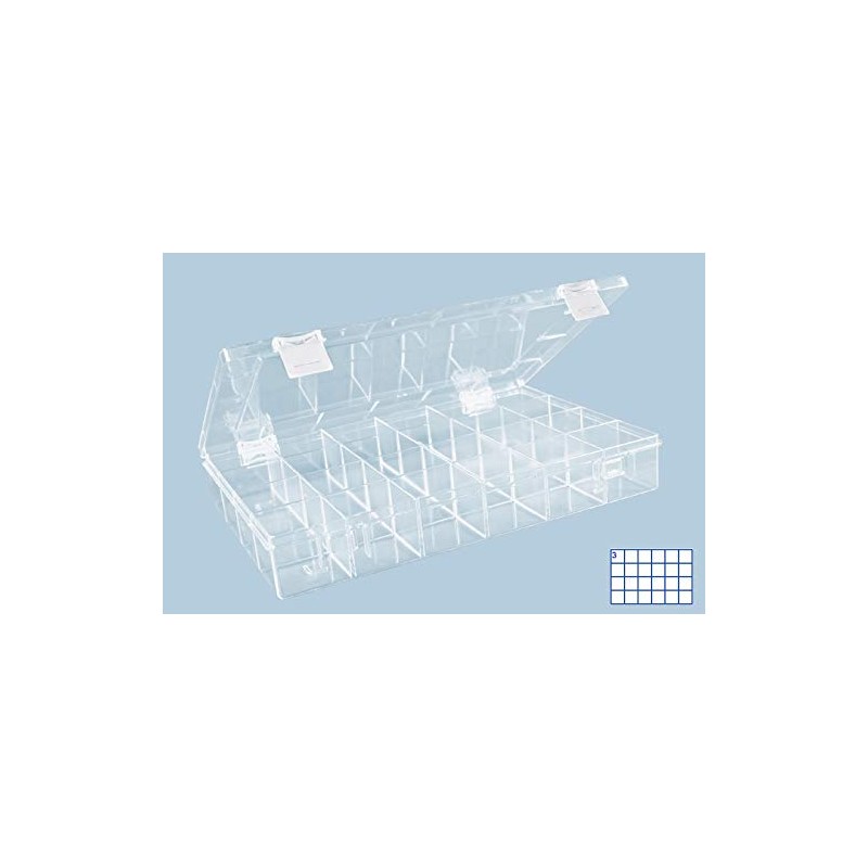 Hunersdorff 612500 Assortment Box PSCLASSIC, 24 compartments 225x335x55 mm, Transparent