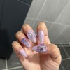 Purple Glass Bead Handmade Nail Tips - Stiletto / 보랏빛