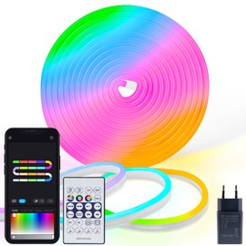 ZAIYW 5 m Neon LED Strip RGB Built-in Chip, 5 V Neon LED Strip with App/Remote Control, DIY Shape, Music Sync RGB LED Strip Waterproof for Bedroom Room and Outdoor Decoration