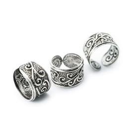 WINDALF Mediaval Bohemian Ear Cuff Lea Diameter 13 mm Ornamentation with Energy Spirals Vintage Jewellery 925 Sterling Silver, Sterling Silver, No Gemstone