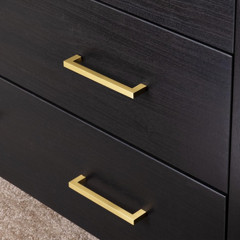 QOGRISUN 5-Pack Solid Brass Cabinet Pulls, Gold Square Drawer Handles,