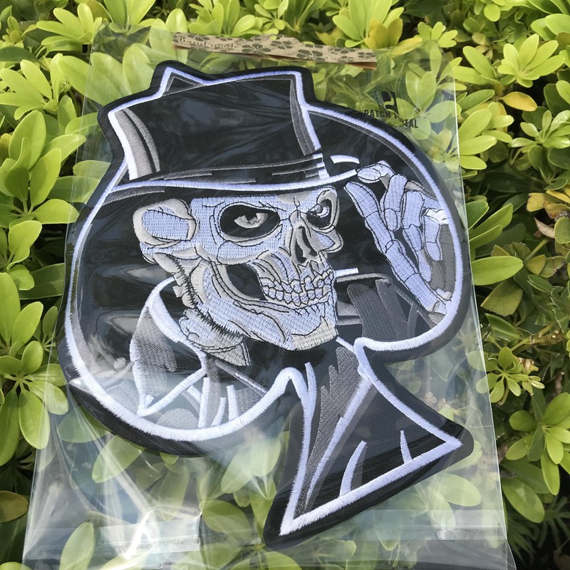 Patch Portal Joker Patch Large 10 Inch Skull Embroidered Biker