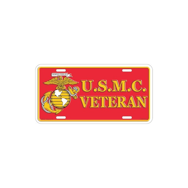 Artisan Owl U.S.M.C Veteran with Semper Fidelis Logo License Plate,