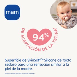 MAM Perfect Night S205 Soother with Extra Fine and Flexible Teat Made of SkinSoft™ Ultra Soft, for 0+ Months, Glow in the Dark, Neutral with Automatic Box