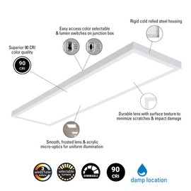 METALUX MMS Multi-Mount 1x4 LED Panel Ceiling Light w/CCT and Lumen Select, and Dimming - 14MMS-L3C3-UNV