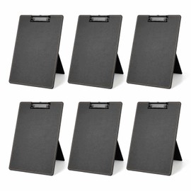 Rodarola Desktop Document Holder for Typing Clipboard, Paper Holder Stand for Desk When Typing Copy Holder Foldable Stand Clipboard 9 x 13 Inch (Black, 6 Pack)