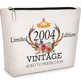 GevGuxLuo 21th Birthday Gifts for Women Makeup Bag, 21 Years Old Birthday Gifts for Daughter Granddaughter Friends Bestie, Turning 21 Cosmetic Bags 2004 Anniversary Cosmetic Travel Bag