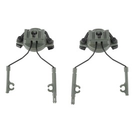 2Pcs Suspension Headset Bracket Helmet 19‑21mm Rail Adapter Rotatable Headphones Hunting Earmuffs Support Holder Green