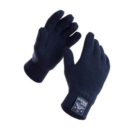 Manufaktur13 Rough Gloves, Full Finger Gloves, Unisex Knitted Gloves with Thinsulate Lining in Various Sizes/Colours, navy