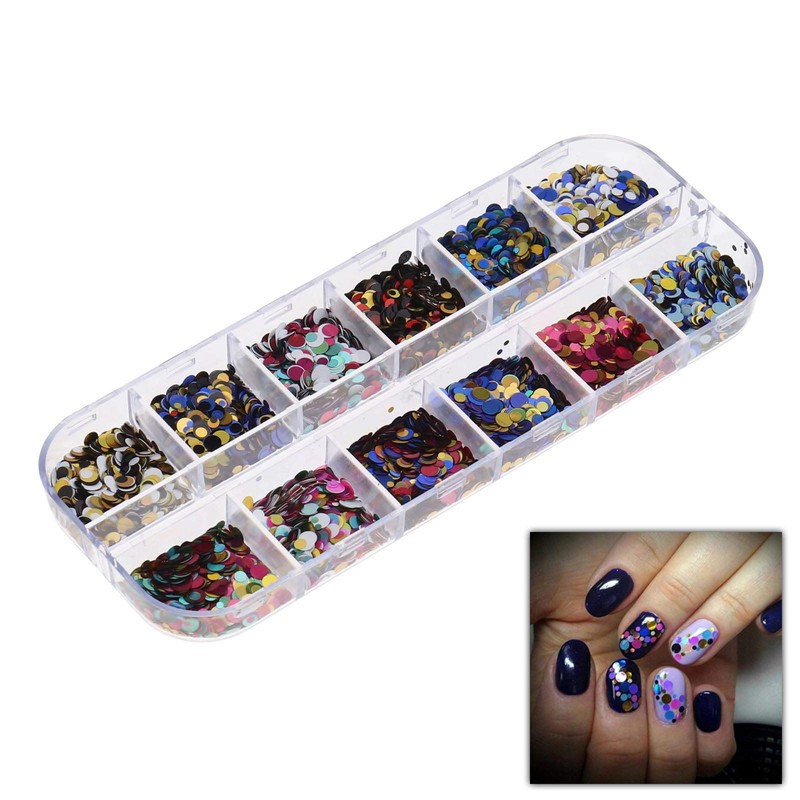 Glitter Sequins Set, Assorted Round Thin Shiny Foil Flakes Art