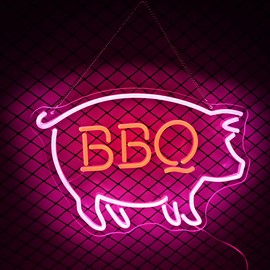 BBQ Neon Signs for Wall Decor - Illuminate Your Space with Vibrant LED Lights, Perfect for Bedroom, Barbecue Restaurant, Man Cave, Bar,5V USB-Powered,16.5x12 inches
