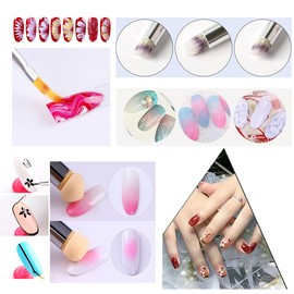 JERCLITY 8pcs Nail Art Brushes Set Ombre Nail Brush Dotting Pen UV Gel Painting Nail Art Liner Brushes Nail Sponges for Ombre Pen Nail Gradient Brush Nail Point Drill Drawing Pen Tools Set