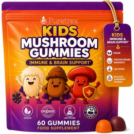 PURETREX Kids Mushroom Gummies for Children – Lion’s Mane, Reishi, Chaga, Elderberry, Vitamin C