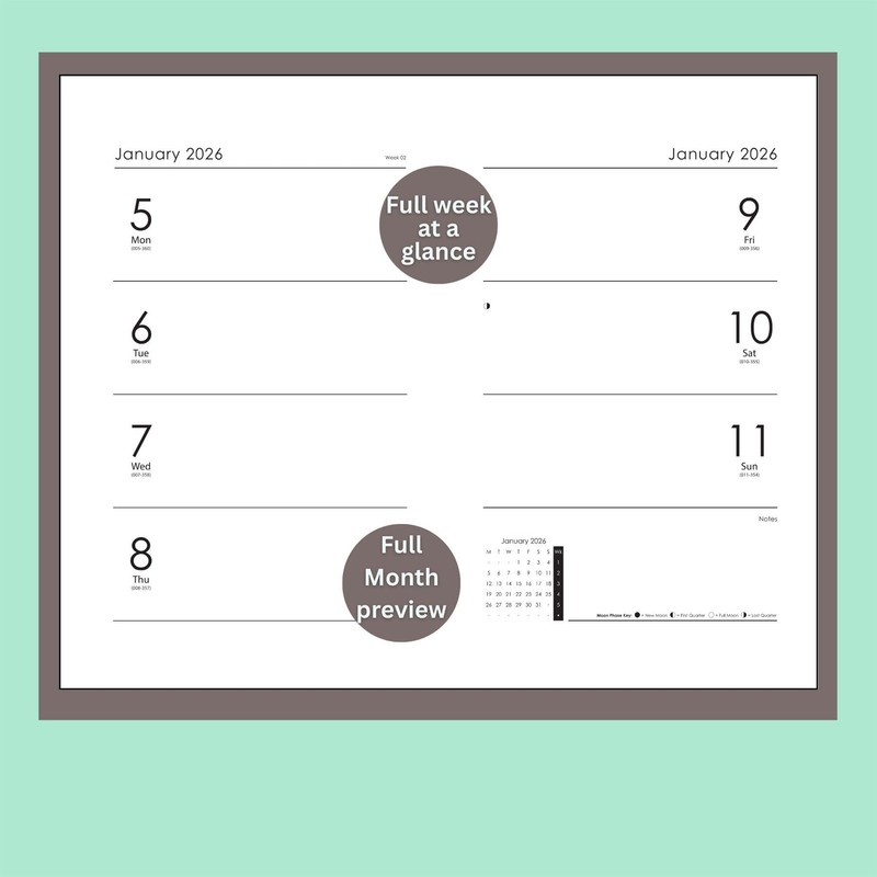 A5 Academic Diary 2025-2026 Week to View – Durable Spiral-Bound