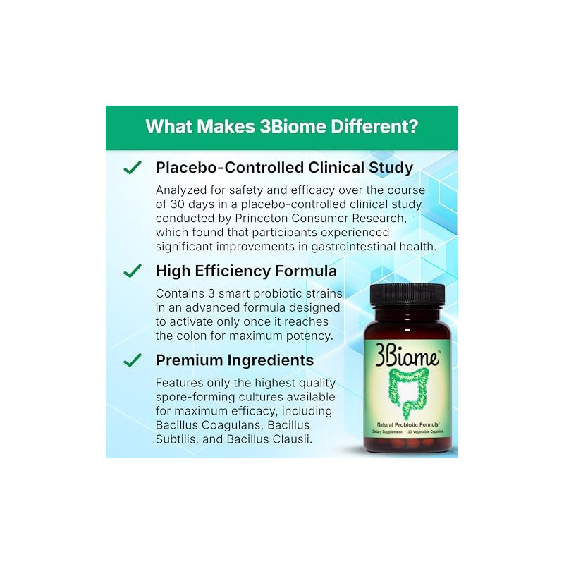 3Biome - Natural Probiotic Supplement - Non-GMO, Vegan, Gluten-Free