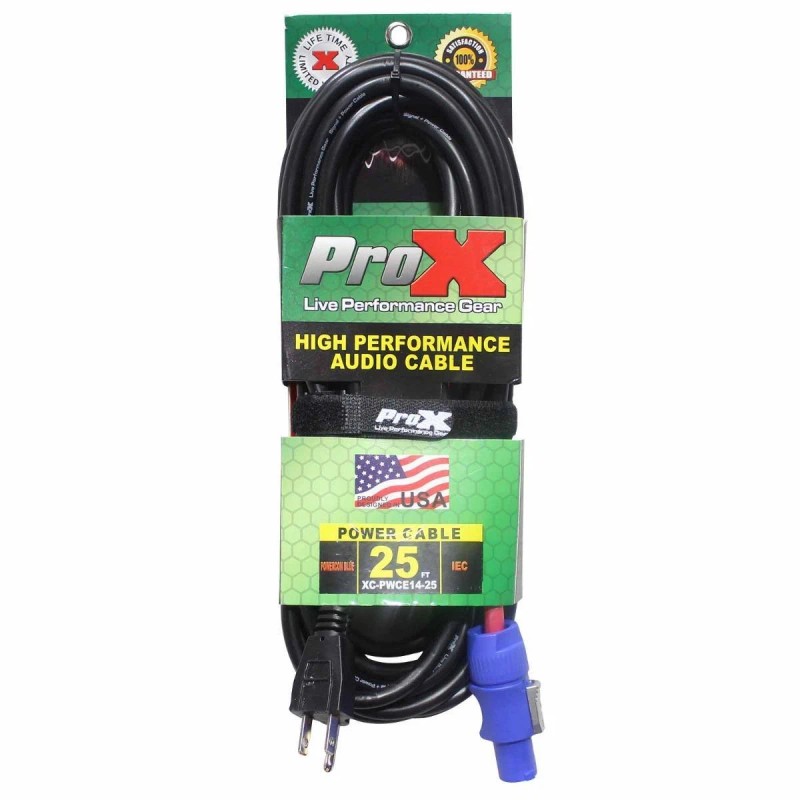 XC-PWCE14-25 ProX XC-PWCE14-25 25FT PowerCON Blue to Edison Male 14AWG