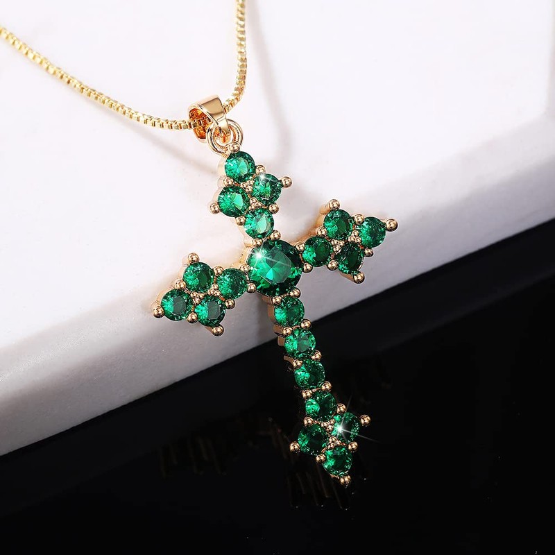 Biuhapiy 18K Gold Plated Cross Pendant Necklace for Women, Genuine