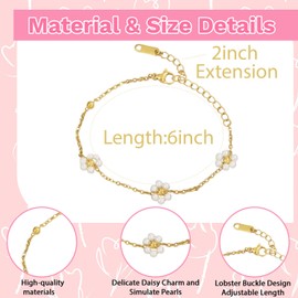 BFSYRR Pearl Bracelet,bracelet,Cute Charm Pearl Bracelets for Women,Floral Jewelry Summer Bracelets Summer Accessories Costume Jewelry,Jewellery as Wedding Birthday Gifts for Her