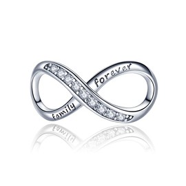 XinYouZhi Charm Bracelets for Women FAMILY FOREVER Cubic Zirconia Charm Beads for Bracelets DIY S925 Sterling Silver Necklace Bracelet Charms Birthday Valentines Day Choices