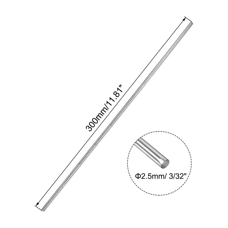 uxcell 2.5mm x 300mm 304 Stainless Steel Solid Round Rod