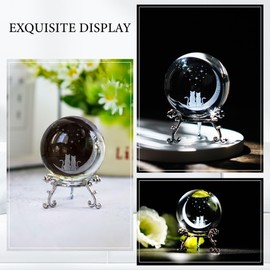ZEERSHEE 60mm(2.3inch) Cats & Moon Crystal Ball Paperweight with Stand Base Glass Sphere Home Decor Gifts for Cat Lovers