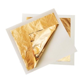 VGSEBA Gold Leaf Sheets,10 Pieces 8cmx8cm Imitation Gold Foil Sheets for Gilding,Art of Crafts,Home Decoration(3.15inches)