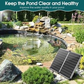 Antfraer 70W Solar Pond Filter with Water Pump, Solar Fountain Pump with Pond Filter Adjustable Flow, Pond Filter Box with Filter Medias for Outdoor Ponds