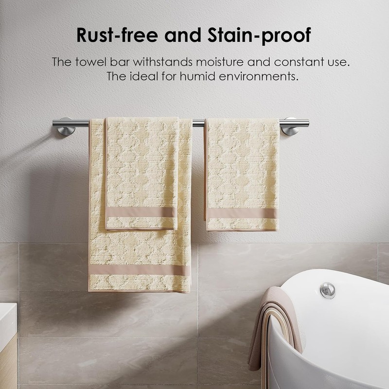 FORIOUS Towel Rail, Wall Towel Rack Mounted Stainless Steel, Hand