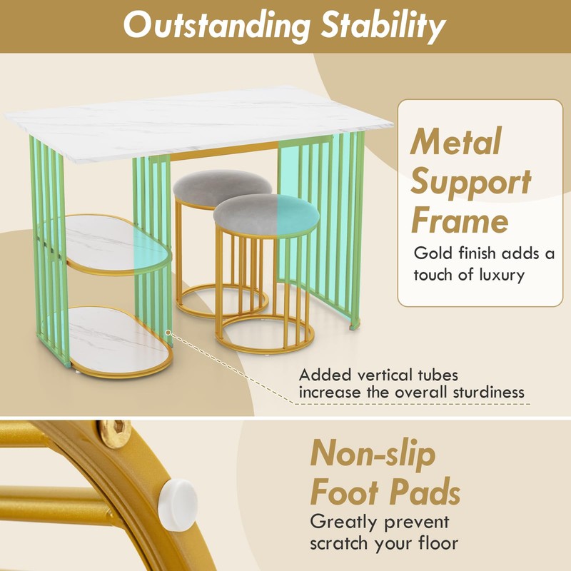 Giantex 3-Piece Dining Table Set for 2, Rectangular Kitchen Table