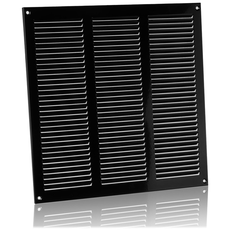 300x300mm / 12x12 inch Black Metal Ventilation Grille with Flyscreen