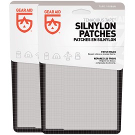 GEAR AID Tenacious Tape Silnylon Patches for Silicone Tent and Tarp Repair, 2-pk, 3”x5”