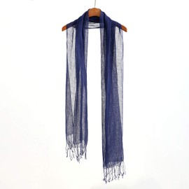 Jeelow 100% Linen Scarf Shawl Wrap For Men And Women (Navy)
