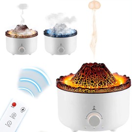 AEKAN Essential Oil Diffusers 560ML,Cool Mist Humidifier Remote Control Ultrasonic Diffuser Flame Volcano with Jellyfish Shaped Spray for Bedroom, Living Room, Office, Spa and Yoga Room