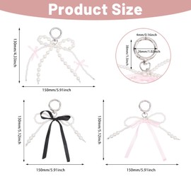 GLOBLELAND 1 Piece Bow Beads Key Ring Beads Key Ring Wrist Band Bow Silk Ribbon Key Ring Bow Bag Pendant for Car Keys Purse Backpack Bags, Epoxy
