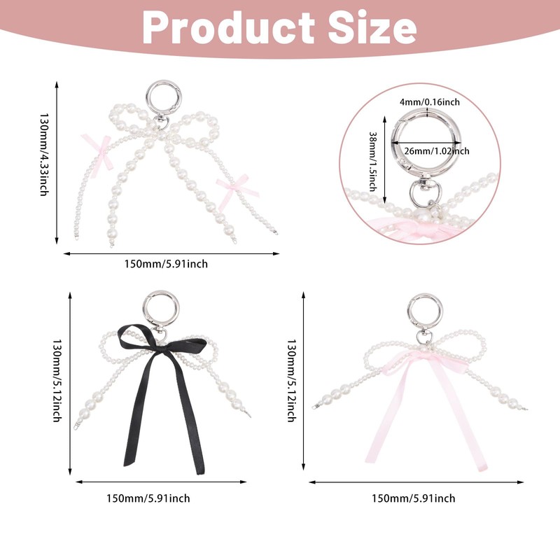 GLOBLELAND 1 Piece Bow Beads Key Ring Beads Key Ring