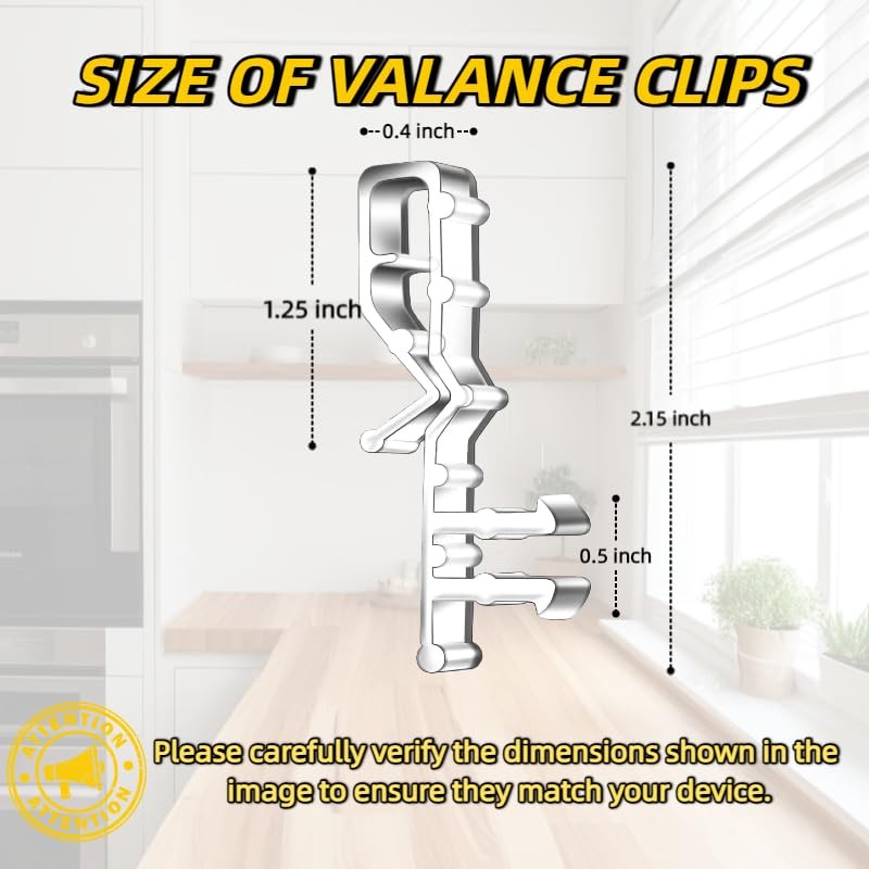 12 pcs 2-1/8 inch Hidden Channel Valance Clips, Clear Plastic