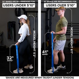 32" Blue Resistance Serious Steel Fitness Training Bands (Portable Exercise Band System Training Bands- Great for Individuals Under 5'10" (70") Tall) - #3 Blue