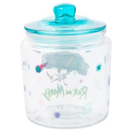 Silver Buffalo Rick and Morty Falling Out of Ship Glass Cookie Snack Candy Jar with Lid (Small)