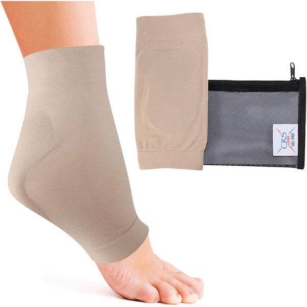 CRS Cross Achilles Heel Sleeve - Premium Padded Compression Gel Sleeve/Sock for Cushion & Protection of Haglunds Bump, Achilles tendonitis, and Bursitis (One Size fits Most)