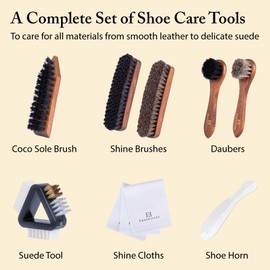 FootFitter Ultimate Shoe Care Kit, Premium Shine Brush & Suede Tools for Cleaning, Polishing, Conditioning, and Restoring Leather, Nubuck & Suede Footwear (Made in Germany)