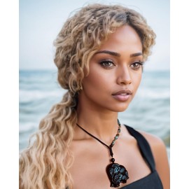 Wizock Moss Agate Chain/Black Obsidian Elephant Pendant Necklace Crystals and Stones Necklaces for Women Good Luck Fortune Wealth Gifts for Mom (Love Elephant)