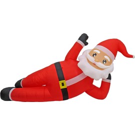 National Tree Company First Traditions Inflatable Waving Cheeky Santa, Includes Ground Stakes and Tethers, LED Lights, Plug in, 72in