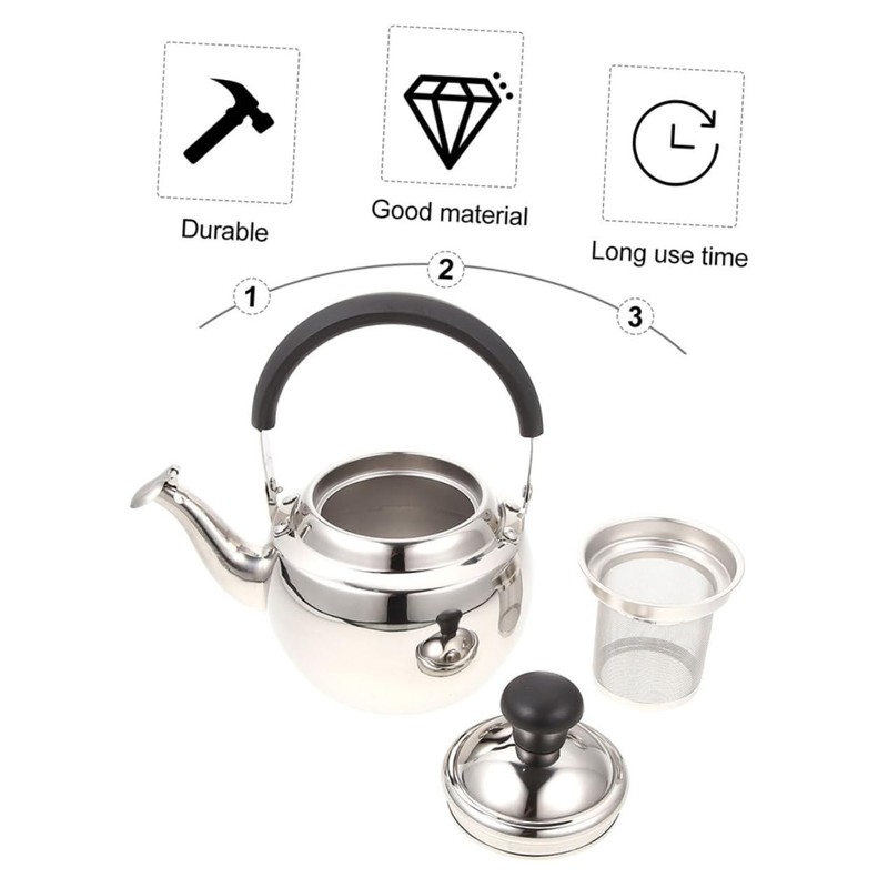 Mikinona Convenient Tea Pot Handheld Metal Kettle 2.0l Home Supplies