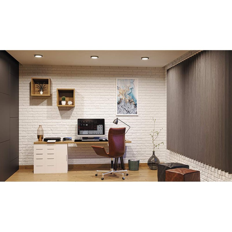 ILLUX Luminario Redondo Slim para Sobreponer en Techo, color Negro,