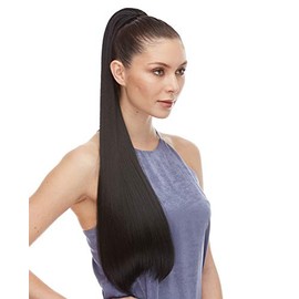 Honor Ponytail Color 4 Dark Brown - Sepia Wigs 24" Long Layered Straight Heat Friendly Synthetic African American Pony Drawstring Hair Piece Ariana Cola de Caballo