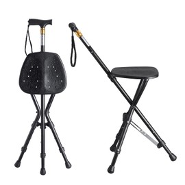 LILICANES Walking Cane with Seat – Folding Lightweight Cane Chair for Seniors, Portable and Sturdy Walking Stick with Comfortable Seat for Elderly, Travel Outdoor Use