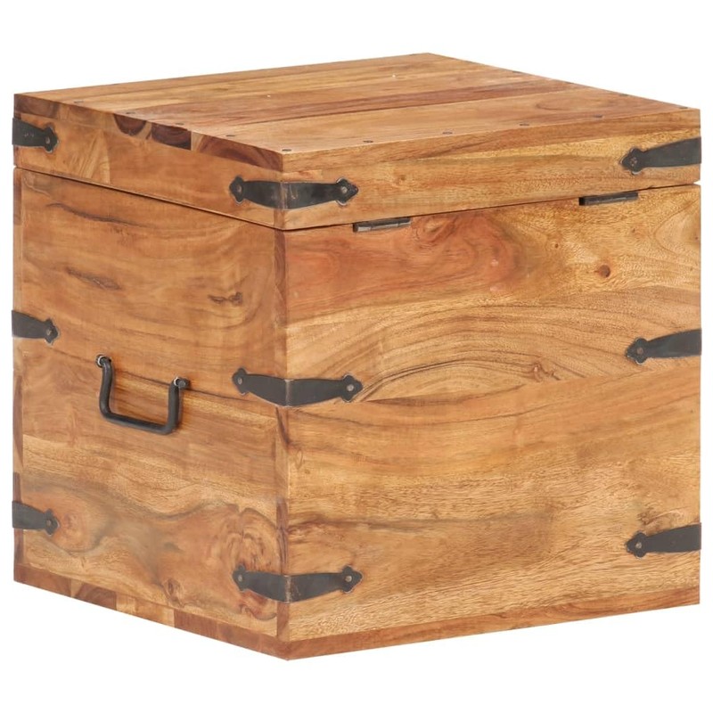 vidaXL Solid Acacia Wood Chest - Functional Lockable Storage Box