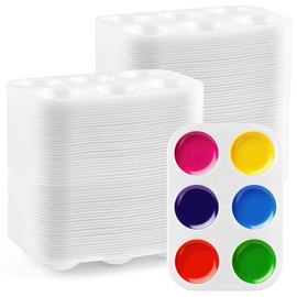 120 Pack White Art Paint Tray Palette 6 Well Rectangular Watercolor Palette Paint Holder Tray Paint Tray for Student Adult Painting Party Art Painting DIY Craft